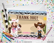 Load image into Gallery viewer, 829 | Cowgirl &amp; Cowboy Party Invitation &amp; Thank You Card