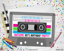 Load image into Gallery viewer, 849 | 80&#39;s Cassette Party Invitation &amp; Thank You Card