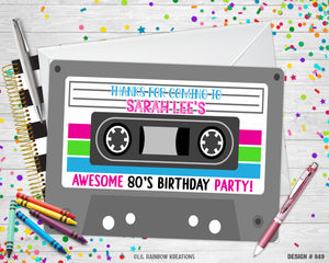 849 | 80's Cassette Party Invitation & Thank You Card