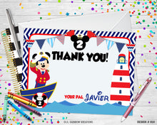 Load image into Gallery viewer, 859 | Nautical Mickey Mouse Party Invitation &amp; Thank You Card