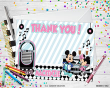 Load image into Gallery viewer, 863 | Minnie &amp; Mickey&#39;s Sock Hop Party Invitation &amp; Thank You Card