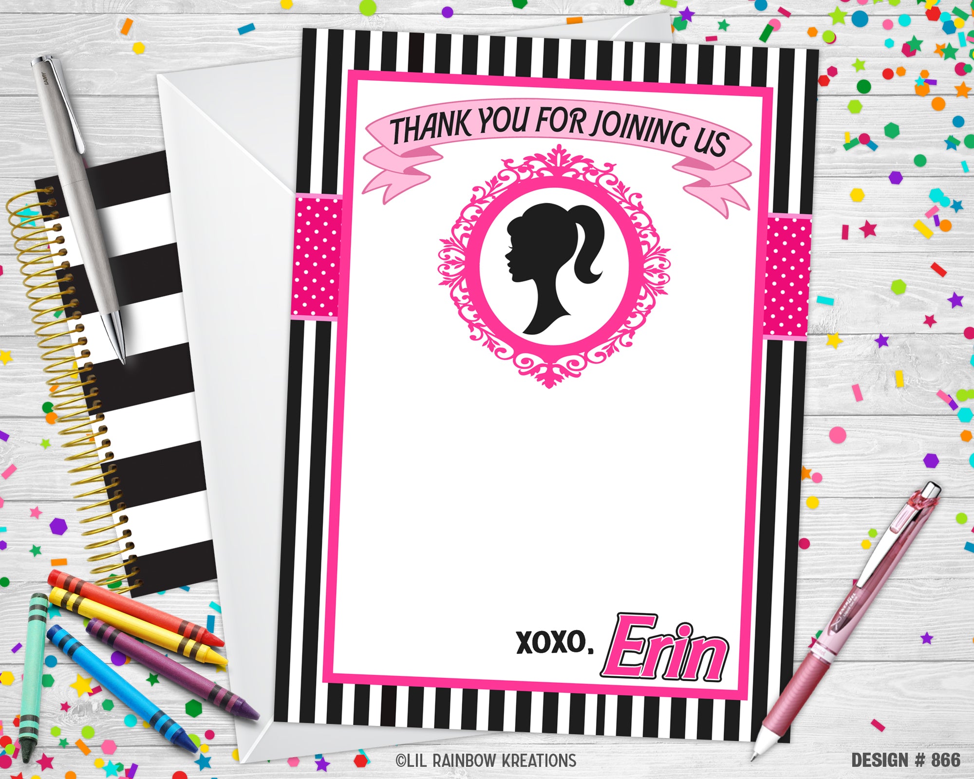 866 | Barbie Doll Party Invitation & Thank You Card – Little Rainbow Kreations 866-barbie-doll-party-invitation-thank-you-card-little-rainbow-kreations