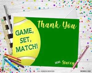 892 | Tennis Party Invitation & Thank You Card