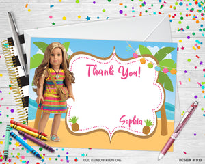 910 | American Girl Doll Party Invitation & Thank You Card