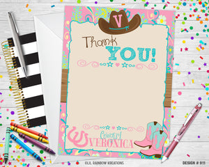 911 | Cowgirl Party Invitation & Thank You Card