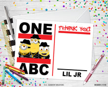 Load image into Gallery viewer, 918 | Minions One Abc Party Invitation &amp; Thank You Card