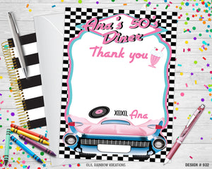 932 | 1950's Diner Party Invitation & Thank You Card