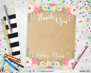 967 | Floral Baby Shower Invitation & Thank You Card