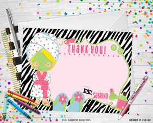 013-2 | Zebra Print Spa Party Invitation & Thank You Card